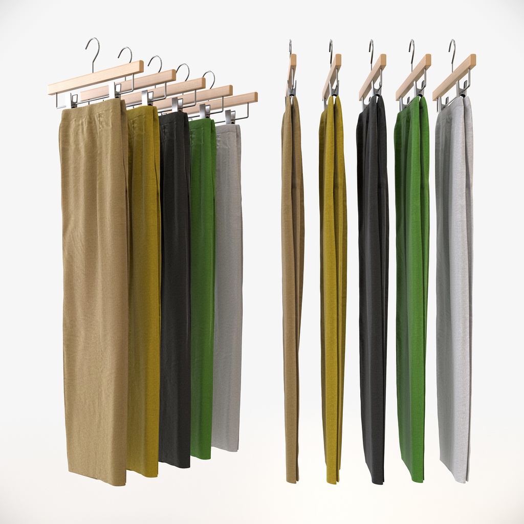 カジュアルスタイル女性用衣服セット|ハンガー&折りたたみ平置き&ハンガーラック【3Dモデル】