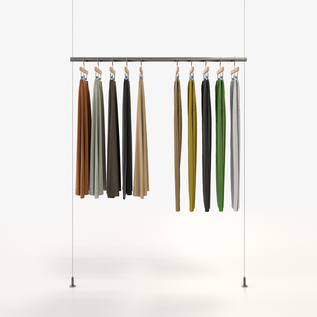 カジュアルスタイル女性用衣服セット|ハンガー&折りたたみ平置き&ハンガーラック【3Dモデル】