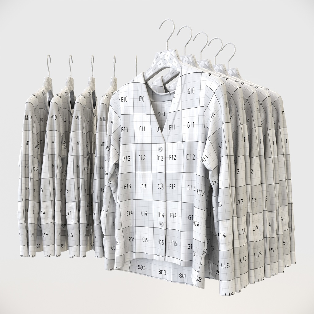 カジュアルスタイル女性用衣服セット|ハンガー&折りたたみ平置き&ハンガーラック【3Dモデル】