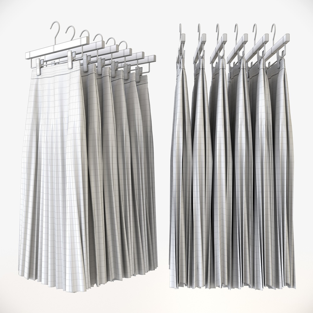 カジュアルスタイル女性用衣服セット|ハンガー&折りたたみ平置き&ハンガーラック【3Dモデル】