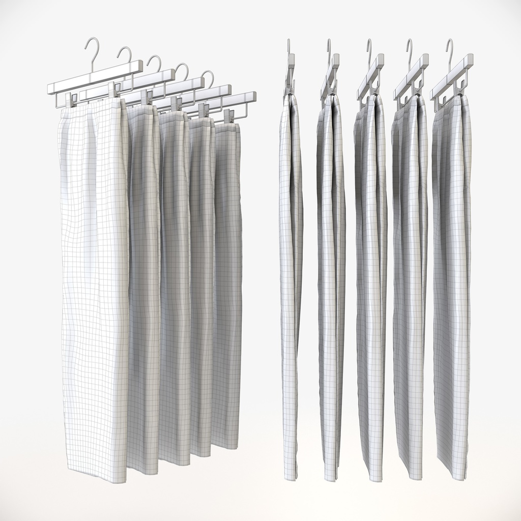 カジュアルスタイル女性用衣服セット|ハンガー&折りたたみ平置き&ハンガーラック【3Dモデル】