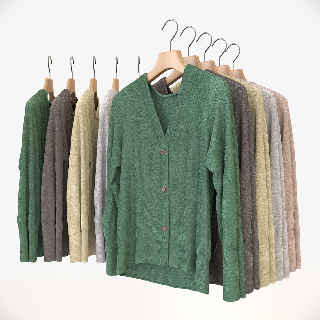 カジュアルスタイル女性用衣服セット|ハンガー&折りたたみ平置き&ハンガーラック【3Dモデル】