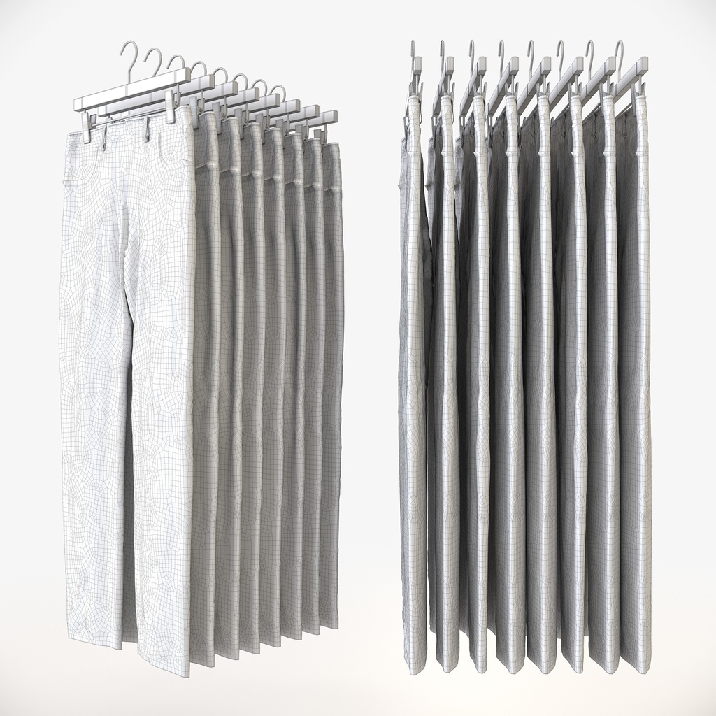 カジュアルスタイル男性用衣服セット|ハンガー&折りたたみ平置き&ハンガーラック【3Dモデル】