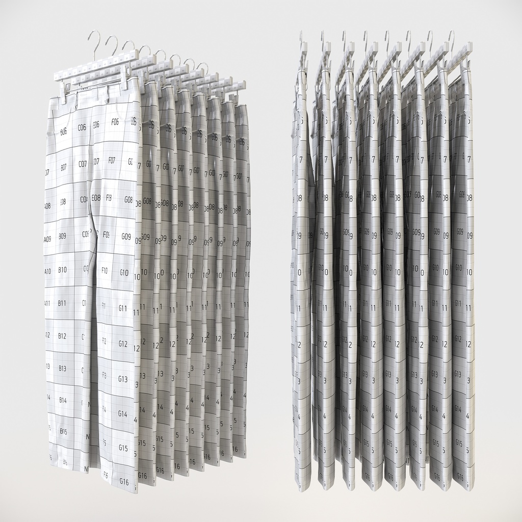 カジュアルスタイル男性用衣服セット|ハンガー&折りたたみ平置き&ハンガーラック【3Dモデル】