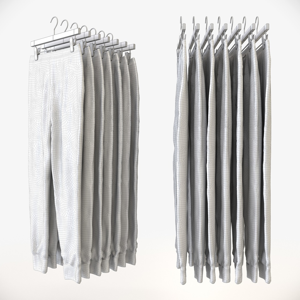 カジュアルスタイル男性用衣服セット|ハンガー&折りたたみ平置き&ハンガーラック【3Dモデル】