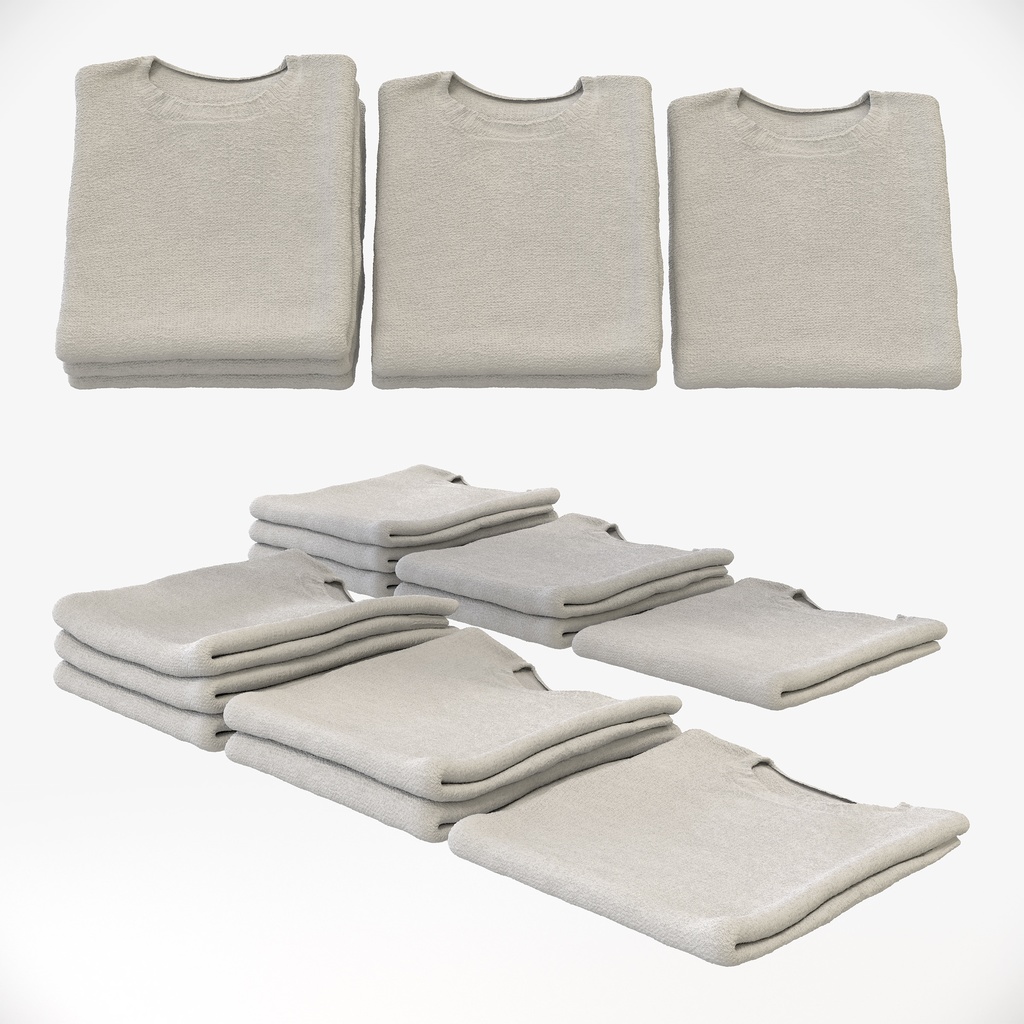 カジュアルスタイル男性用衣服セット|ハンガー&折りたたみ平置き&ハンガーラック【3Dモデル】