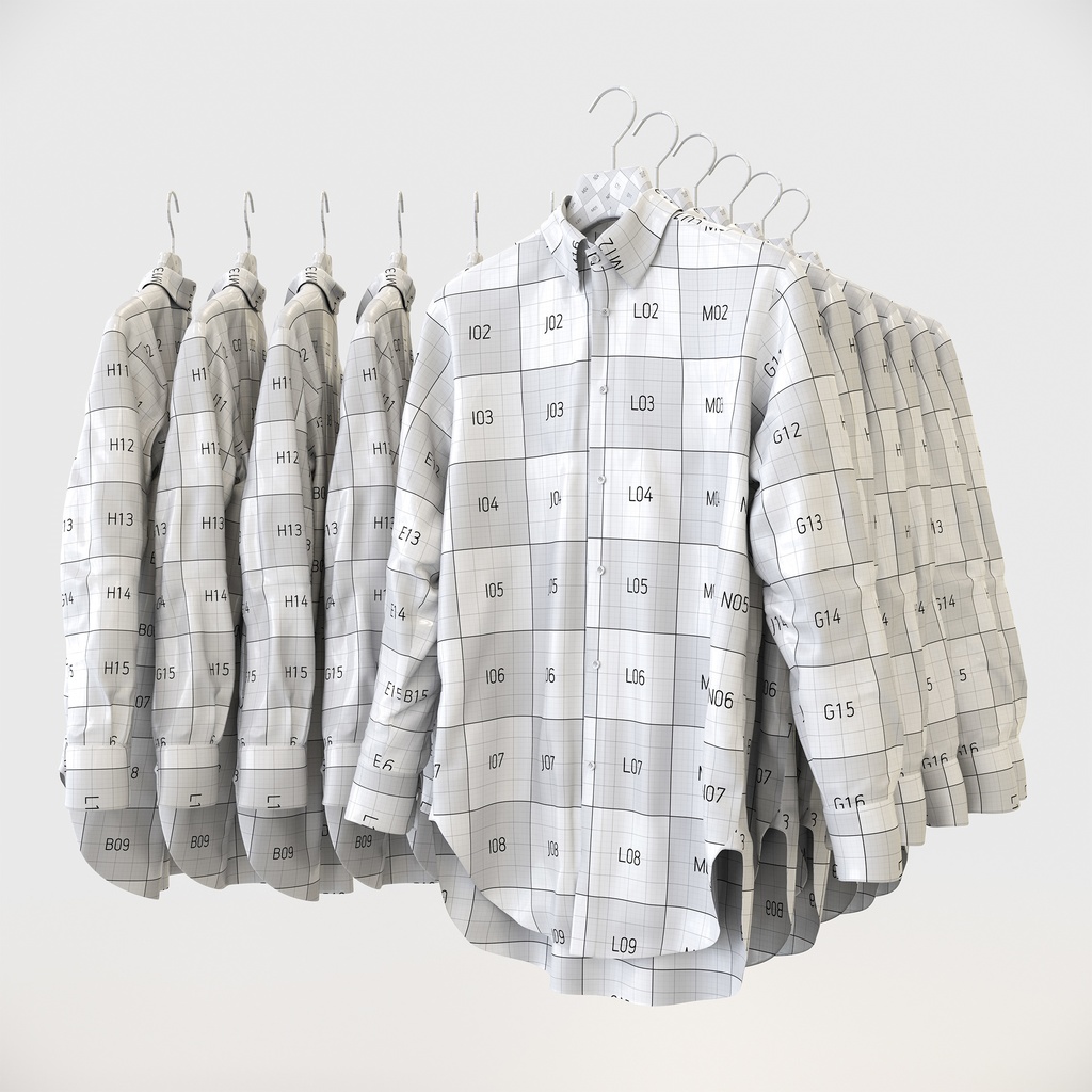 カジュアルスタイル男性用衣服セット|ハンガー&折りたたみ平置き&ハンガーラック【3Dモデル】