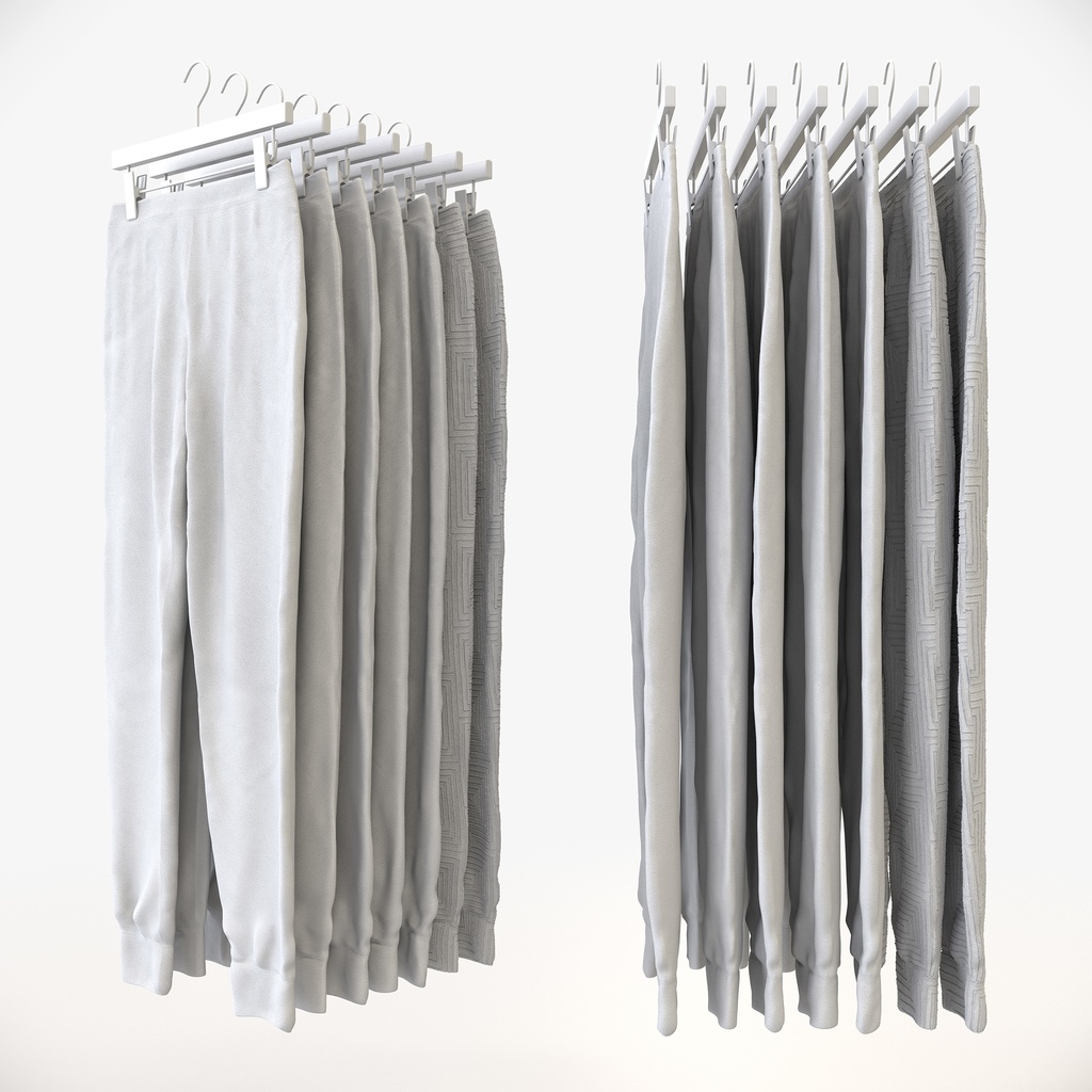 カジュアルスタイル男性用衣服セット|ハンガー&折りたたみ平置き&ハンガーラック【3Dモデル】