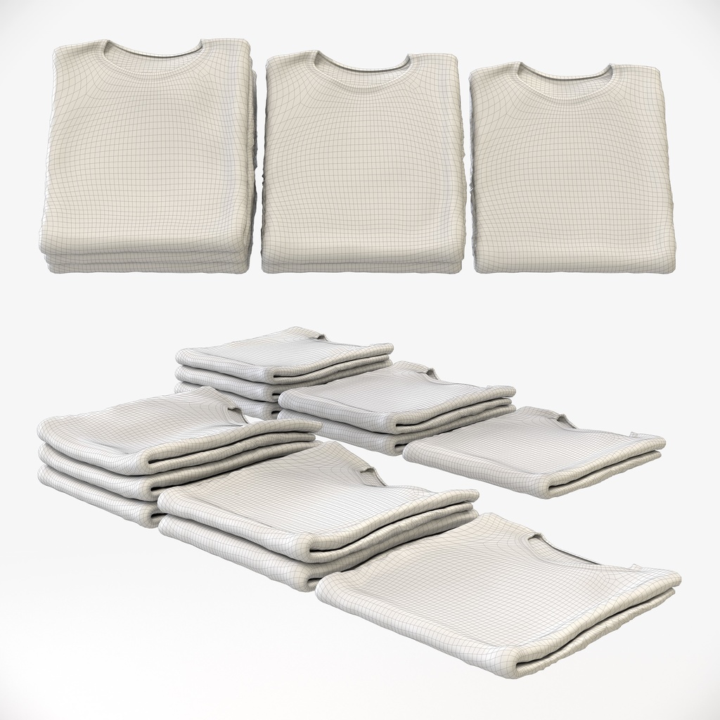 カジュアルスタイル男性用衣服セット|ハンガー&折りたたみ平置き&ハンガーラック【3Dモデル】