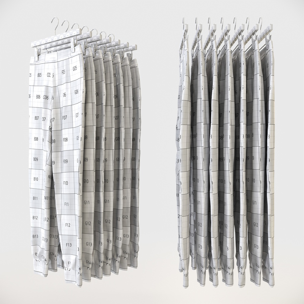 カジュアルスタイル男性用衣服セット|ハンガー&折りたたみ平置き&ハンガーラック【3Dモデル】