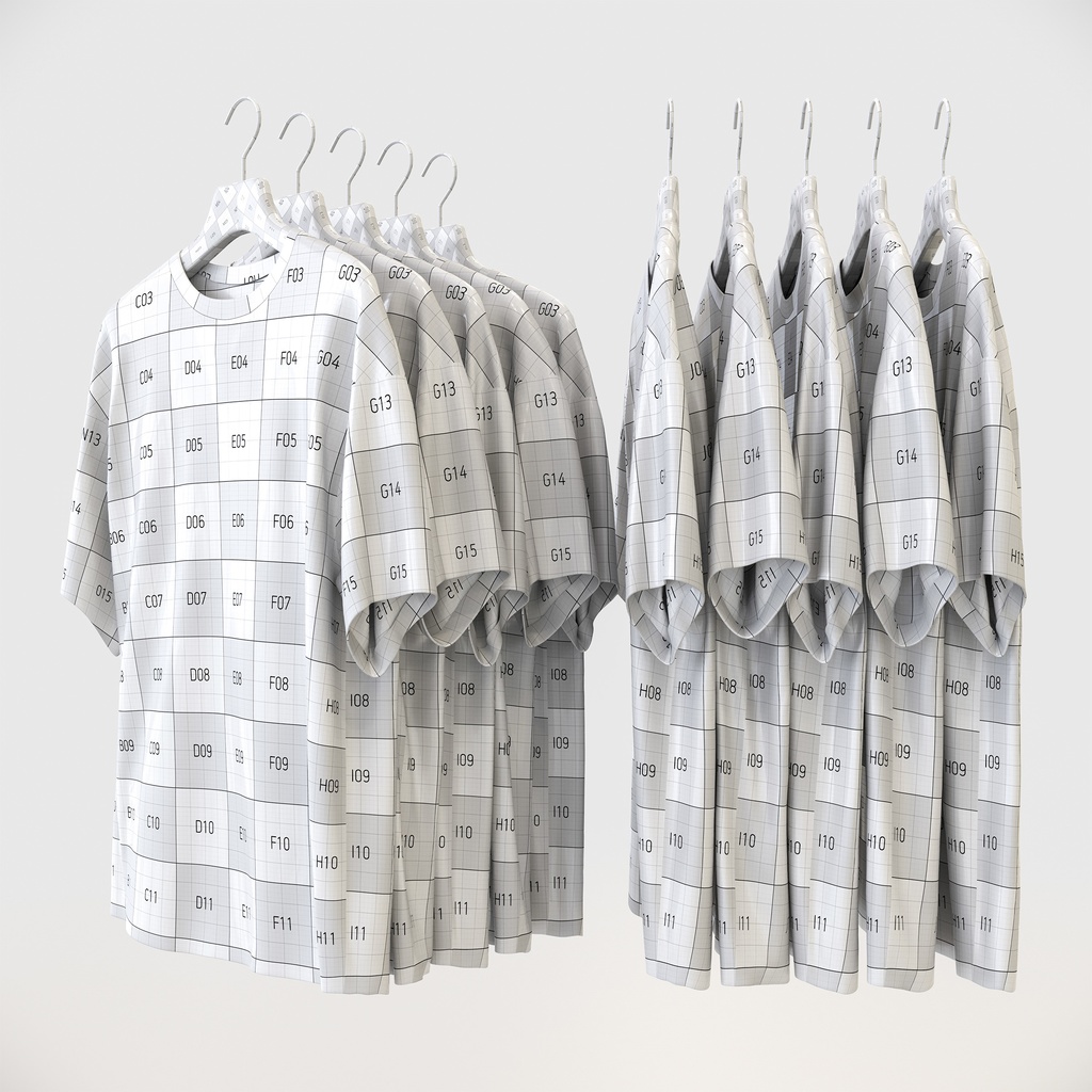 カジュアルスタイル男性用衣服セット|ハンガー&折りたたみ平置き&ハンガーラック【3Dモデル】