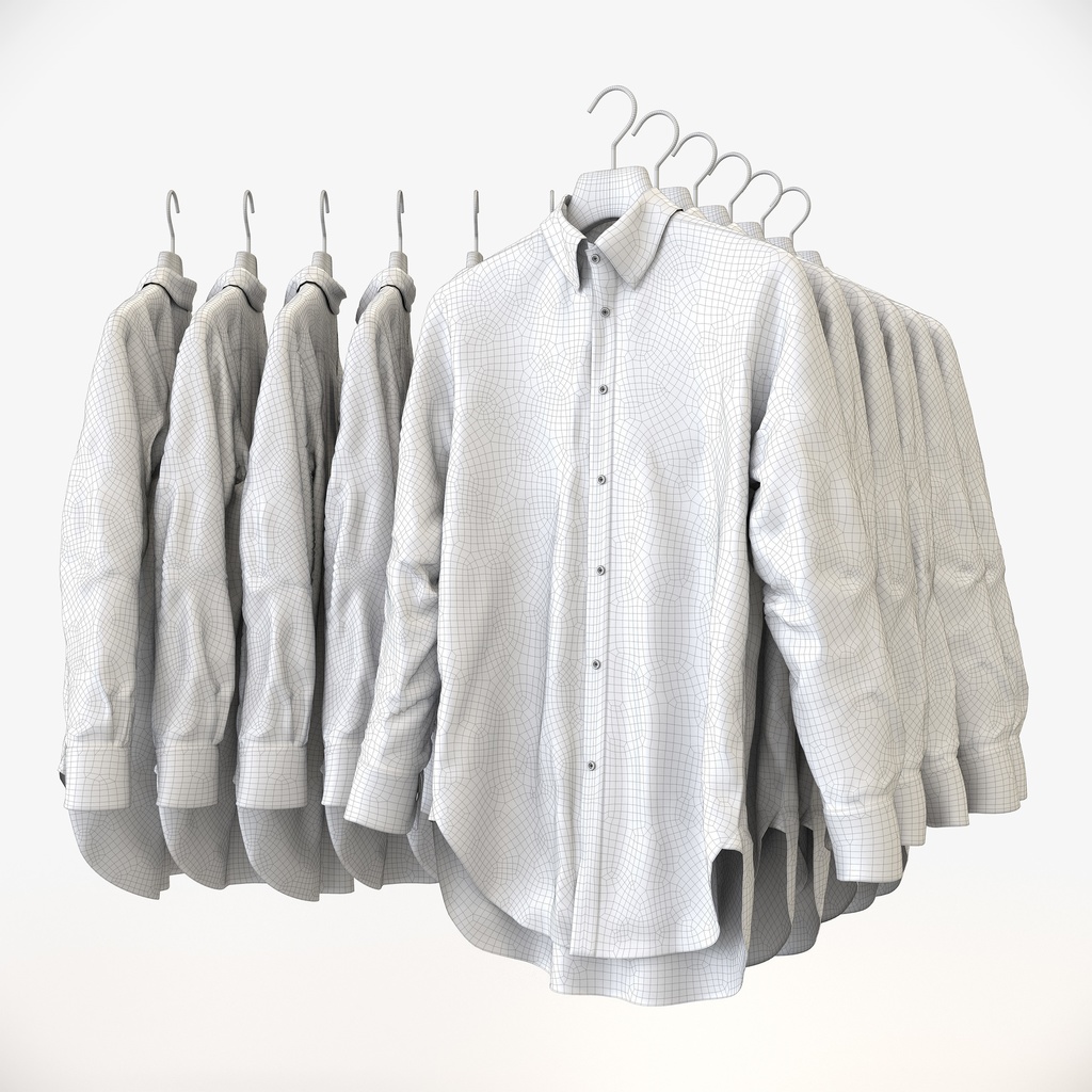 カジュアルスタイル男性用衣服セット|ハンガー&折りたたみ平置き&ハンガーラック【3Dモデル】