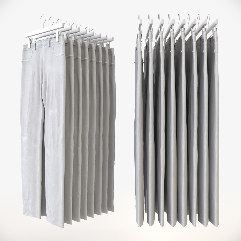 カジュアルスタイル男性用衣服セット|ハンガー&折りたたみ平置き&ハンガーラック【3Dモデル】