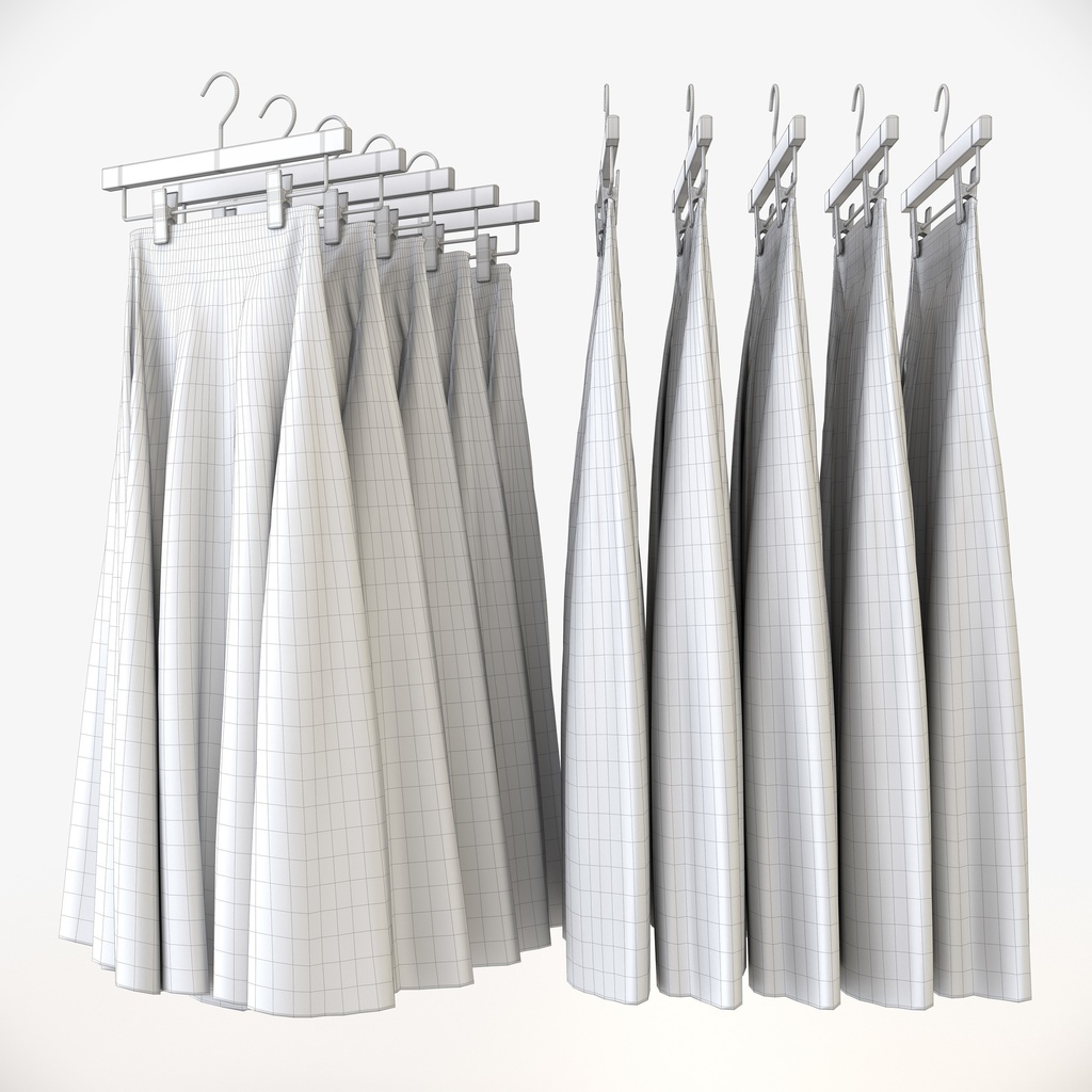 スマートカジュアルスタイル女性用衣服セット|ハンガー&折りたたみ平置き&ハンガーラック【3Dモデル】