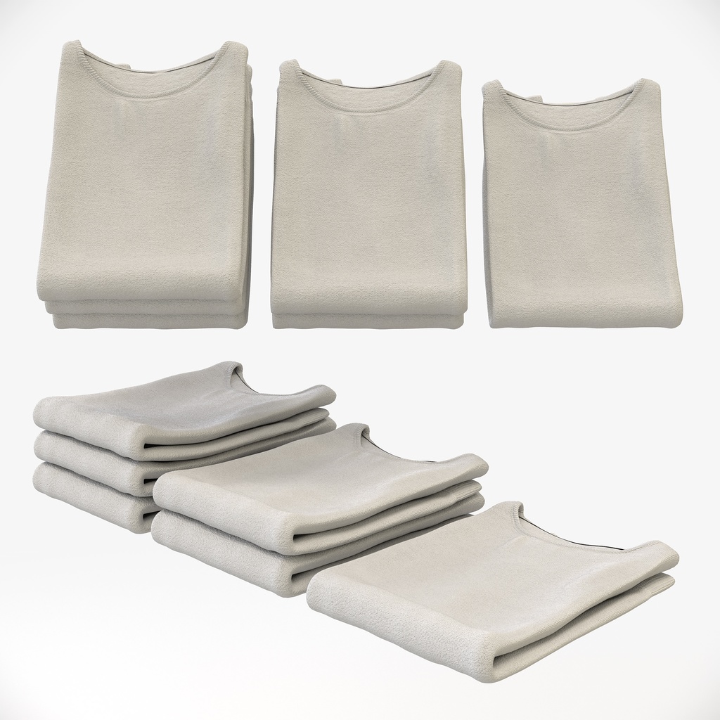 スマートカジュアルスタイル女性用衣服セット|ハンガー&折りたたみ平置き&ハンガーラック【3Dモデル】