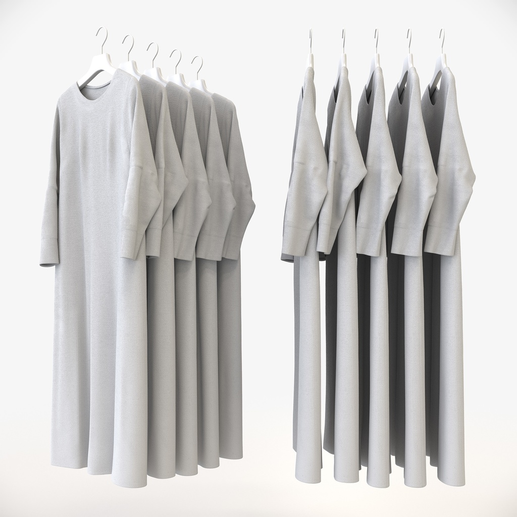 スマートカジュアルスタイル女性用衣服セット|ハンガー&折りたたみ平置き&ハンガーラック【3Dモデル】