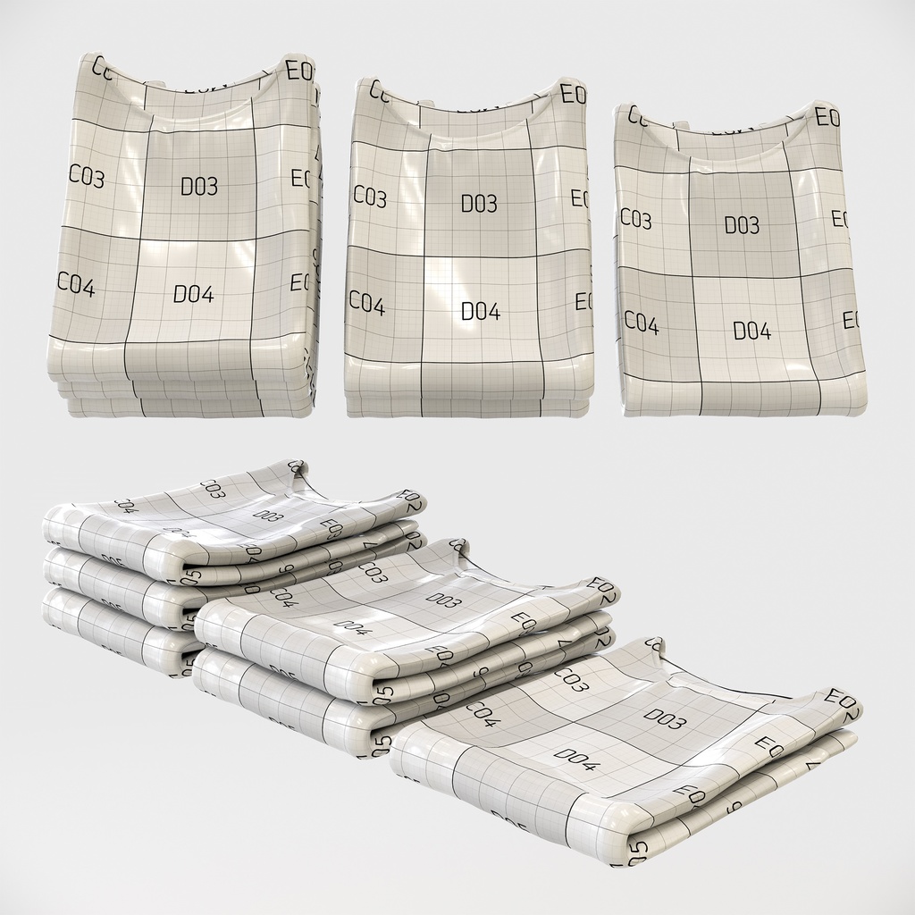 スマートカジュアルスタイル女性用衣服セット|ハンガー&折りたたみ平置き&ハンガーラック【3Dモデル】