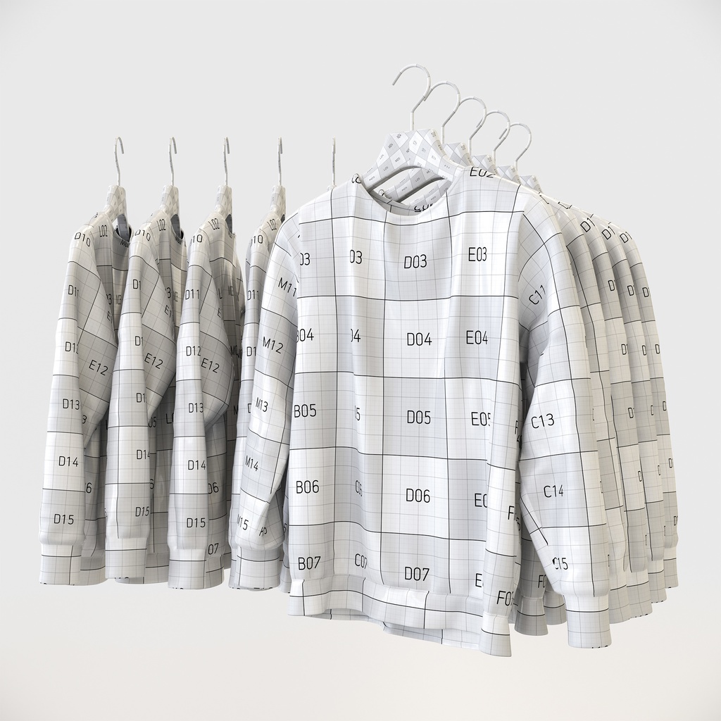 スマートカジュアルスタイル女性用衣服セット|ハンガー&折りたたみ平置き&ハンガーラック【3Dモデル】