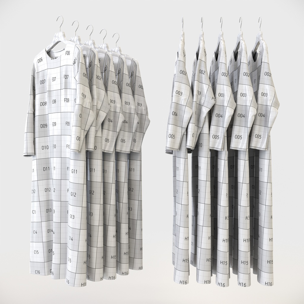 スマートカジュアルスタイル女性用衣服セット|ハンガー&折りたたみ平置き&ハンガーラック【3Dモデル】