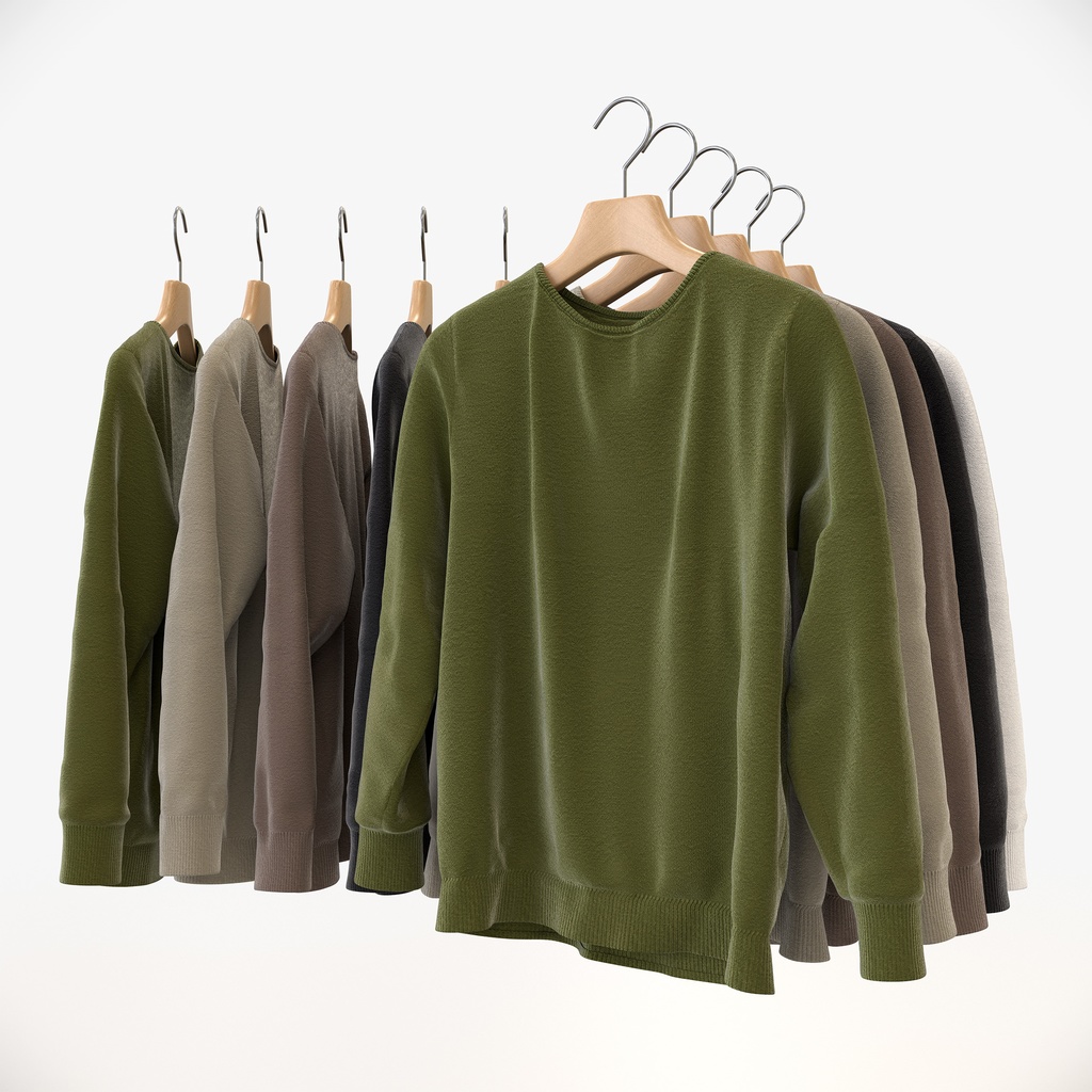 スマートカジュアルスタイル女性用衣服セット|ハンガー&折りたたみ平置き&ハンガーラック【3Dモデル】