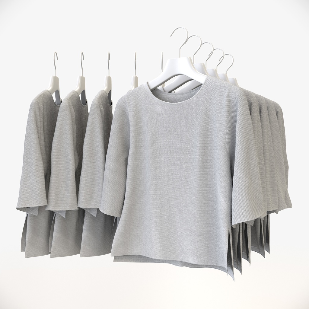 スマートカジュアルスタイル女性用衣服セット|ハンガー&折りたたみ平置き&ハンガーラック【3Dモデル】