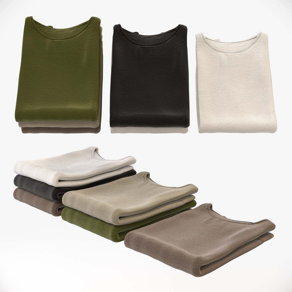 スマートカジュアルスタイル女性用衣服セット|ハンガー&折りたたみ平置き&ハンガーラック【3Dモデル】