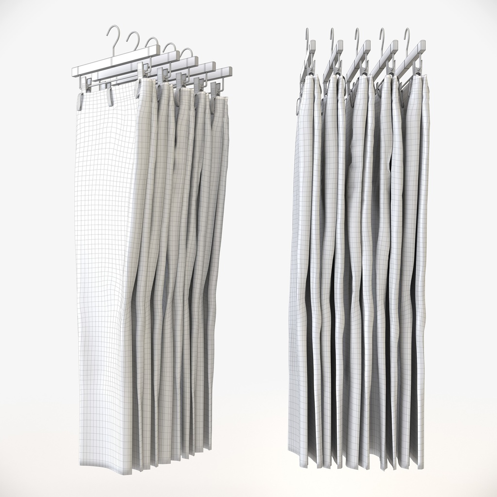 スマートカジュアルスタイル男性用衣服セット|ハンガー&折りたたみ平置き&ハンガーラック【3Dモデル】