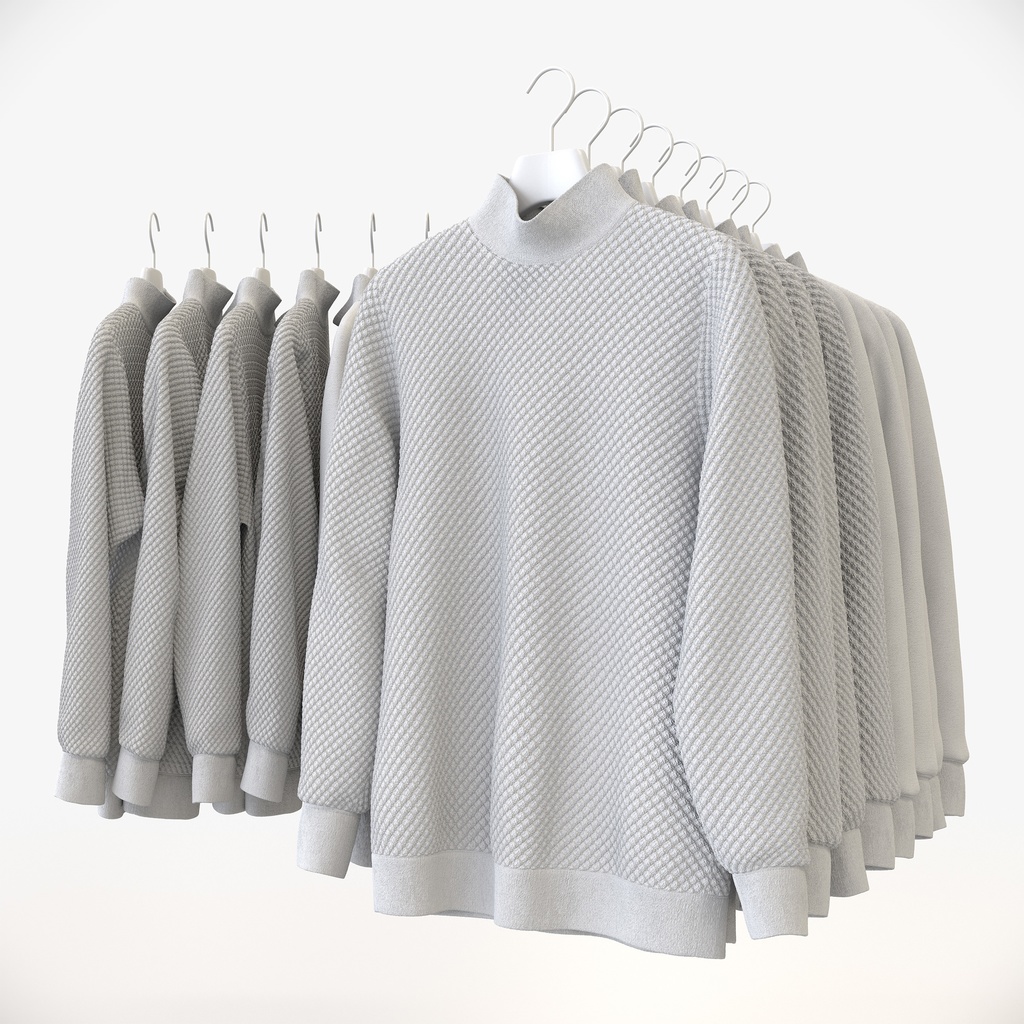 スマートカジュアルスタイル男性用衣服セット|ハンガー&折りたたみ平置き&ハンガーラック【3Dモデル】