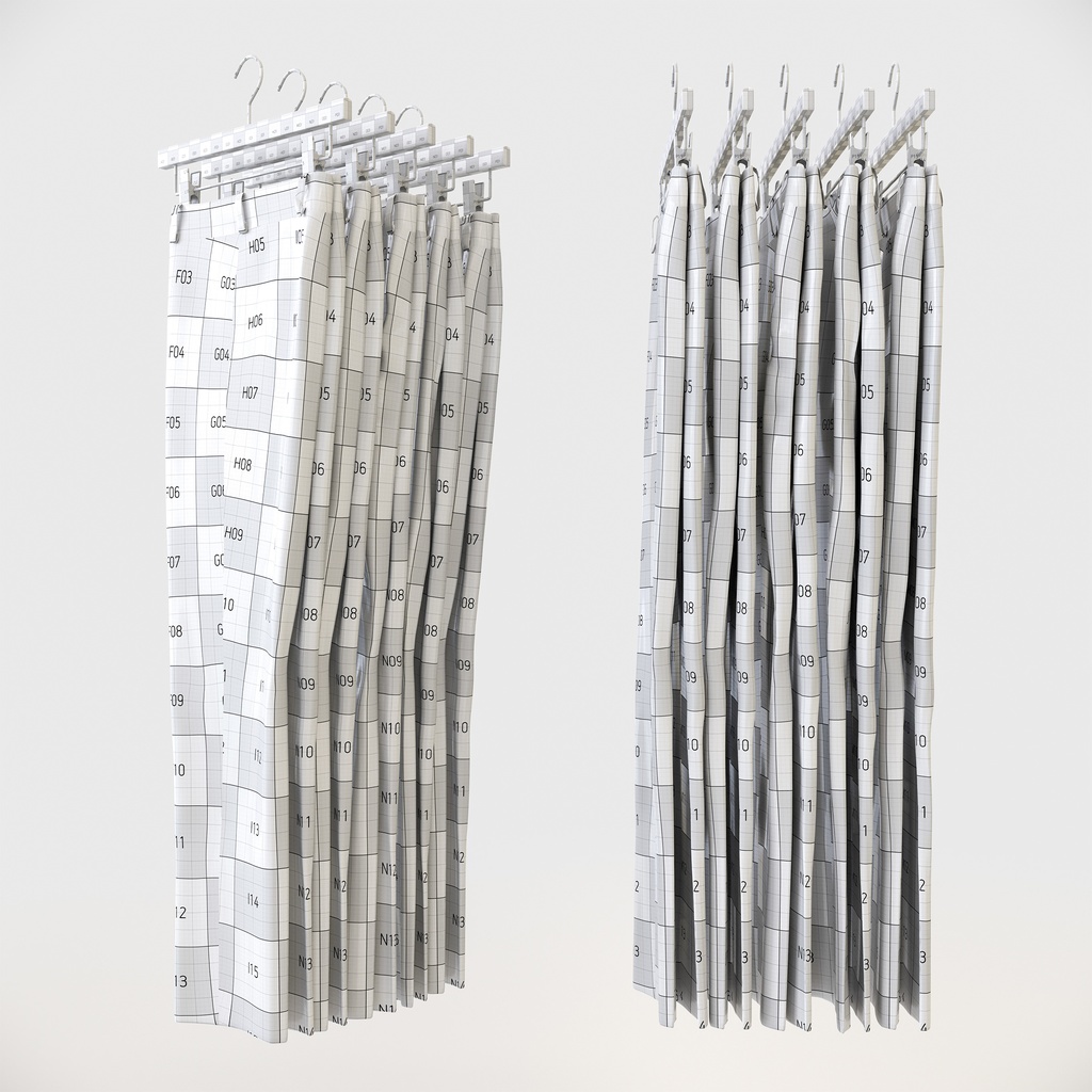 スマートカジュアルスタイル男性用衣服セット|ハンガー&折りたたみ平置き&ハンガーラック【3Dモデル】