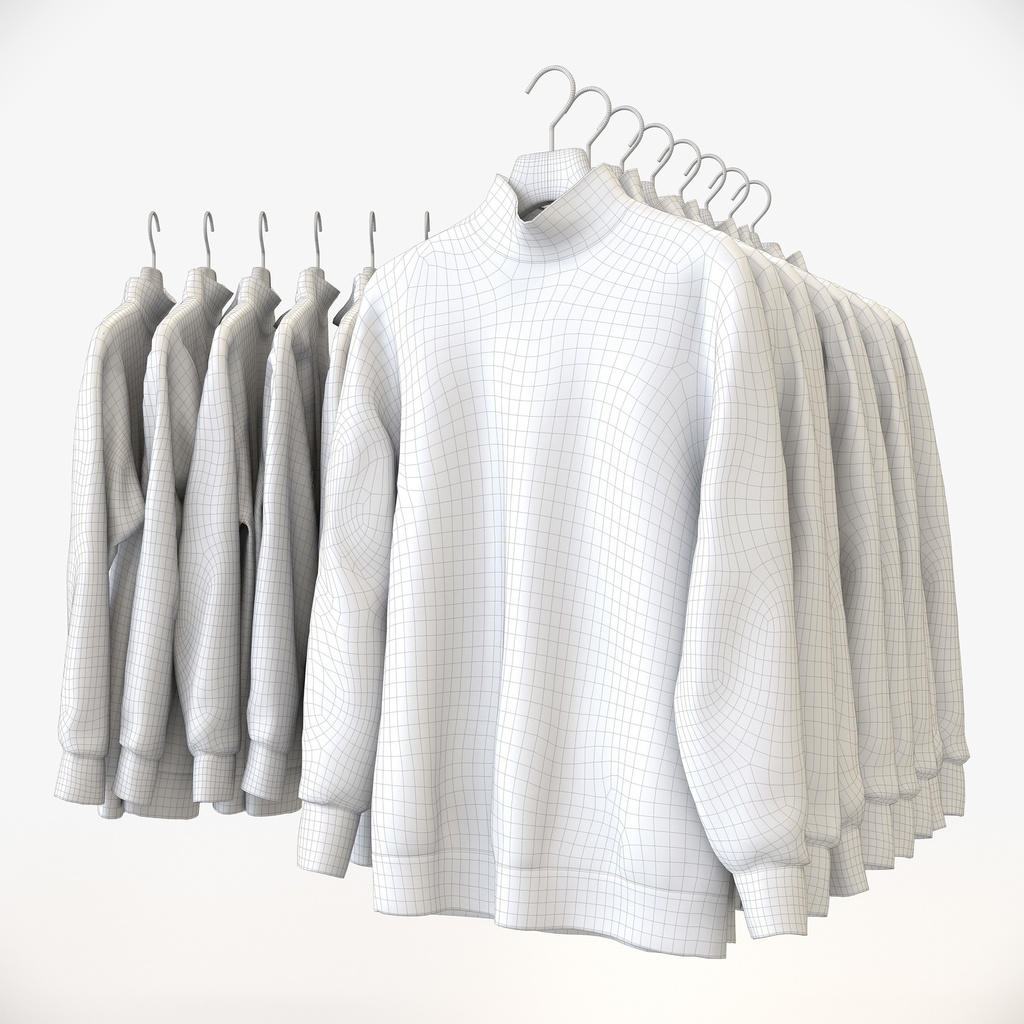 スマートカジュアルスタイル男性用衣服セット|ハンガー&折りたたみ平置き&ハンガーラック【3Dモデル】