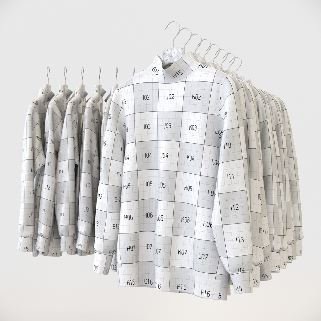 スマートカジュアルスタイル男性用衣服セット|ハンガー&折りたたみ平置き&ハンガーラック【3Dモデル】