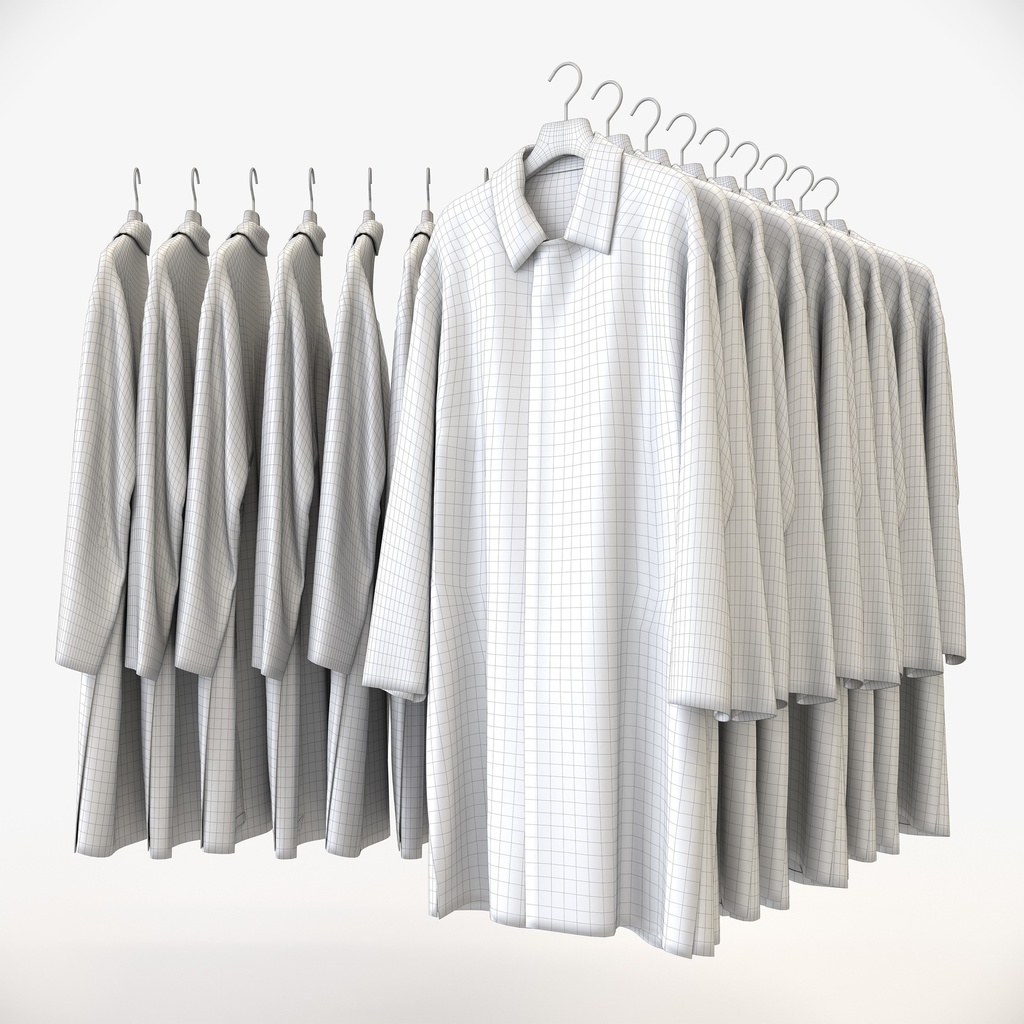 スマートカジュアルスタイル男性用衣服セット|ハンガー&折りたたみ平置き&ハンガーラック【3Dモデル】