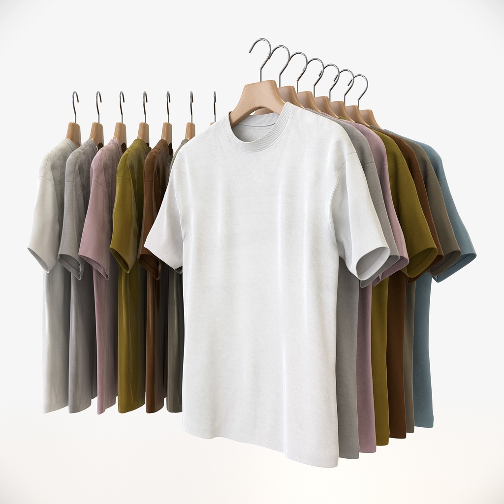 スマートカジュアルスタイル男性用衣服セット|ハンガー&折りたたみ平置き&ハンガーラック【3Dモデル】