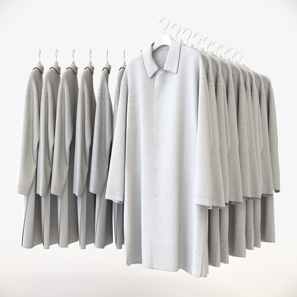 スマートカジュアルスタイル男性用衣服セット|ハンガー&折りたたみ平置き&ハンガーラック【3Dモデル】