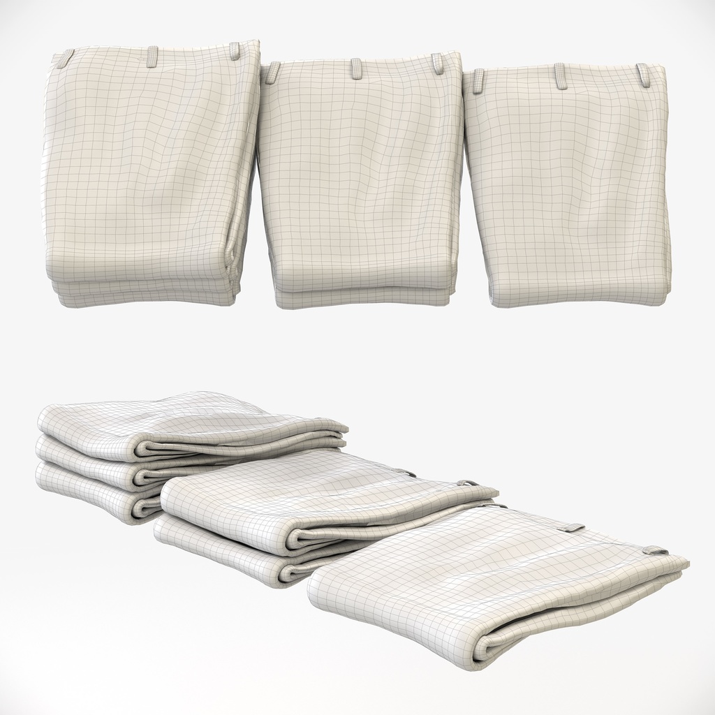 スマートカジュアルスタイル男性用衣服|コーデュロイパンツ(折りたたみ平置き)【3Dモデル】