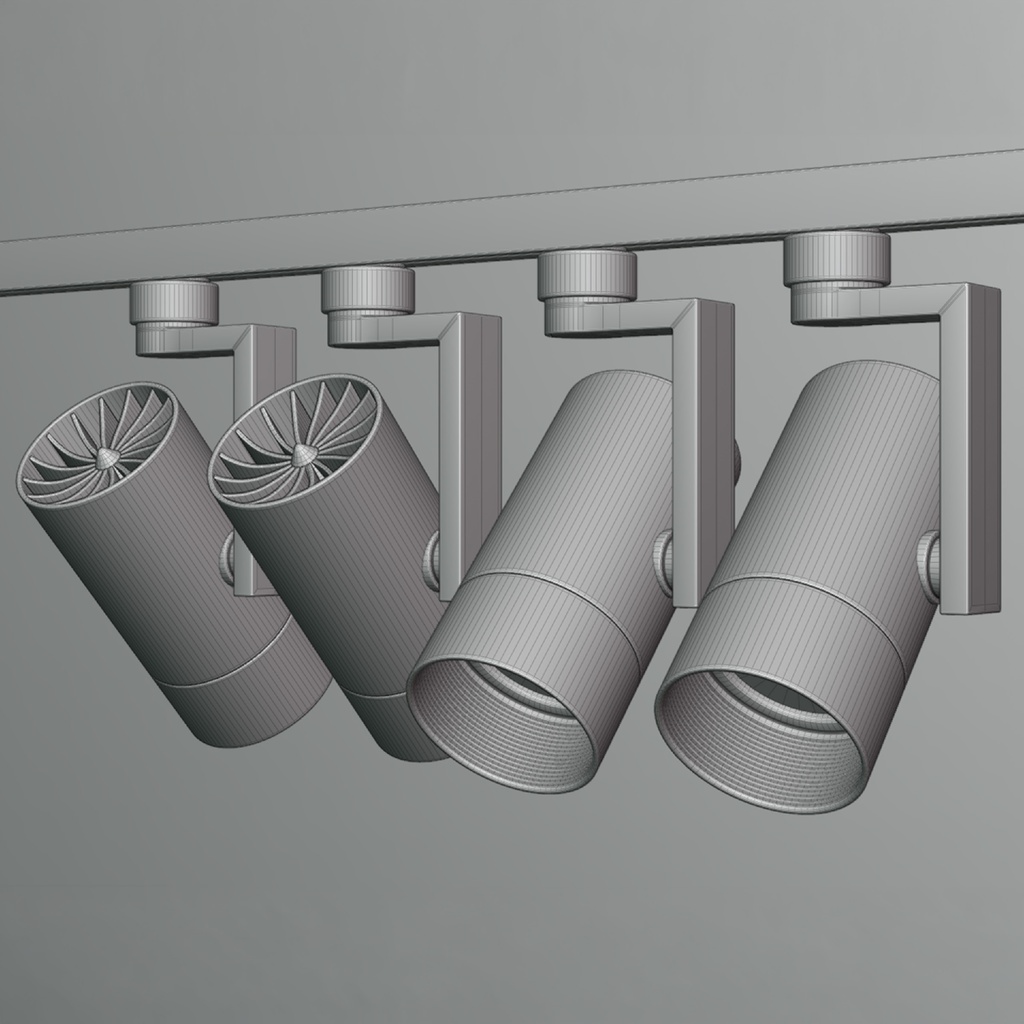 ライティングレール+スポットライト完全版セット【3Dモデル+Blender自動配置アドオン】