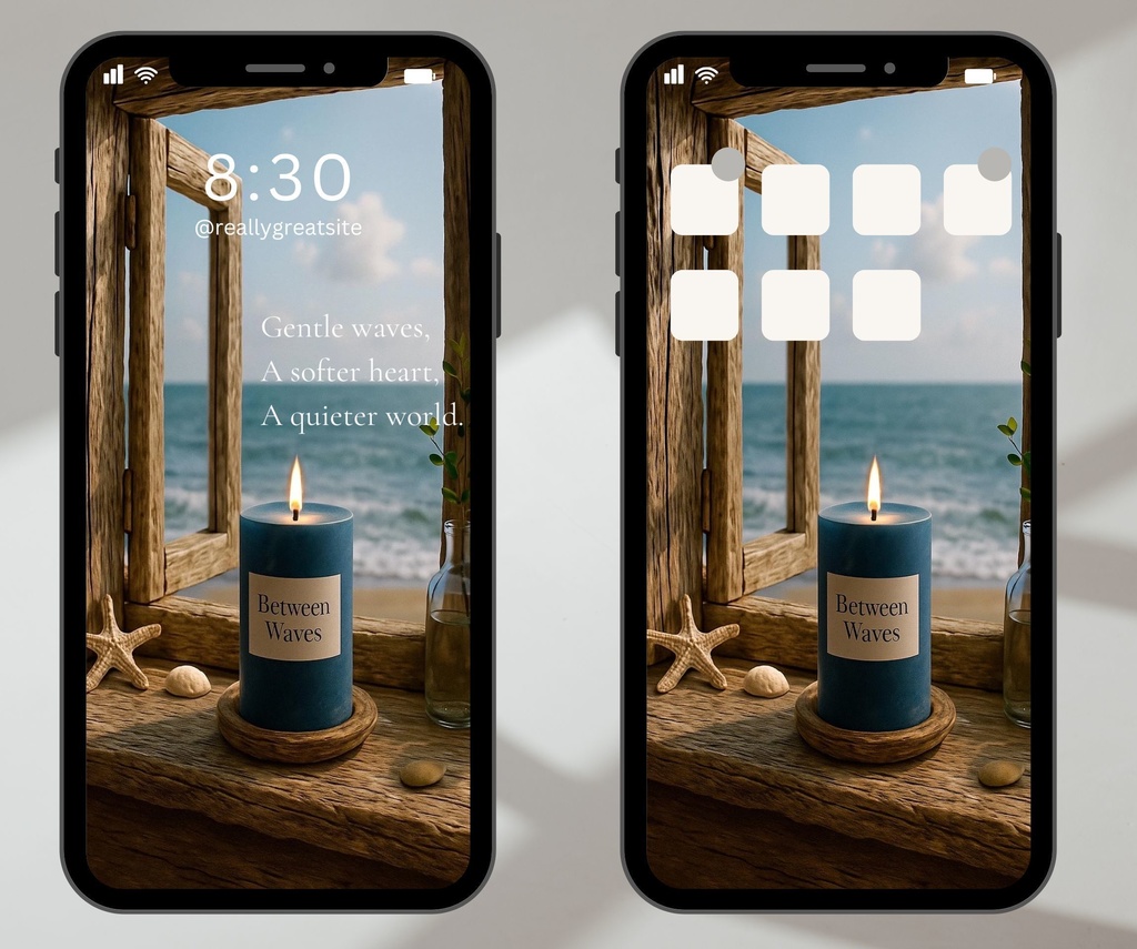 Gentle waves. ― 癒しのスマホ壁紙(2枚セット)