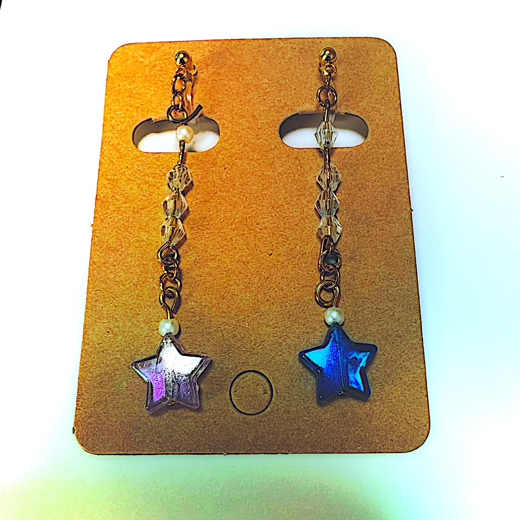 星型-樹脂イアリング紫青