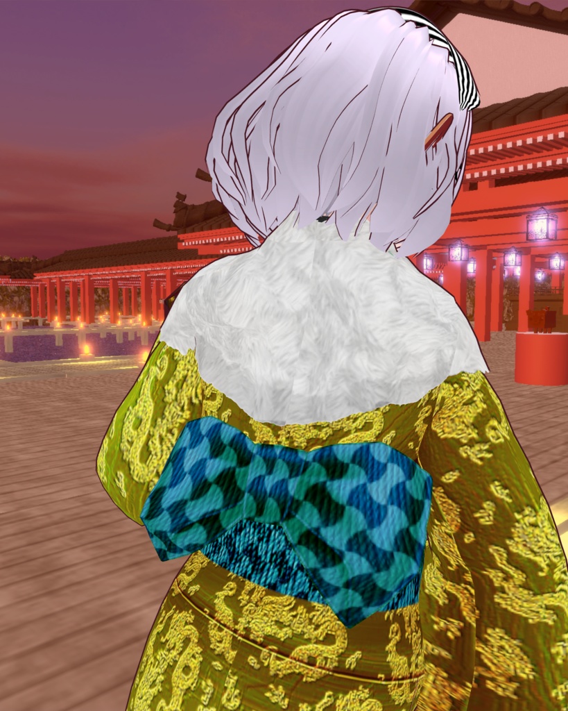 金色龍の開運ファー付き晴れ着(金運)