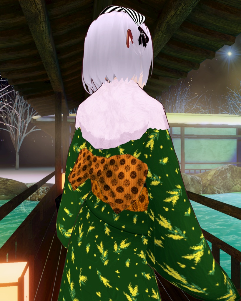 ミモザフォ連れて(ファー付き冬用着物)