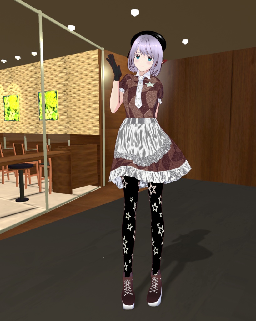 魅惑のバレンタインチョコシリーズ1(シルバー)メイド服星柄タイツシューズ付き