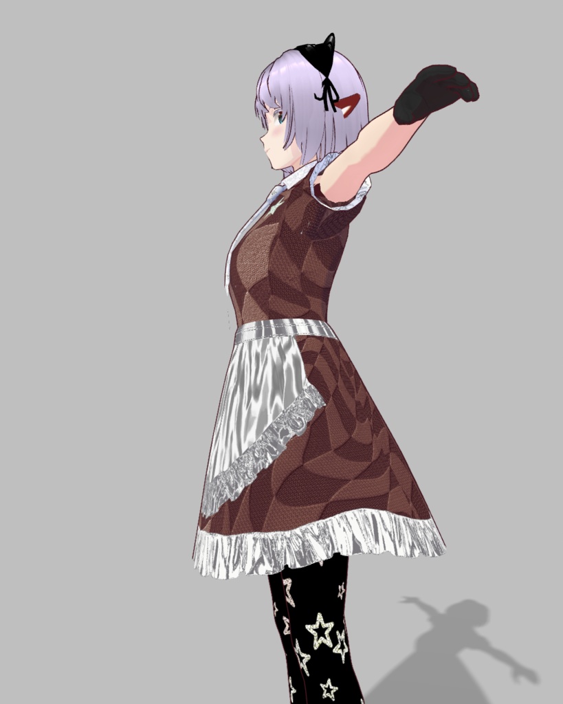 魅惑のバレンタインチョコシリーズ1(シルバー)メイド服星柄タイツシューズ付き