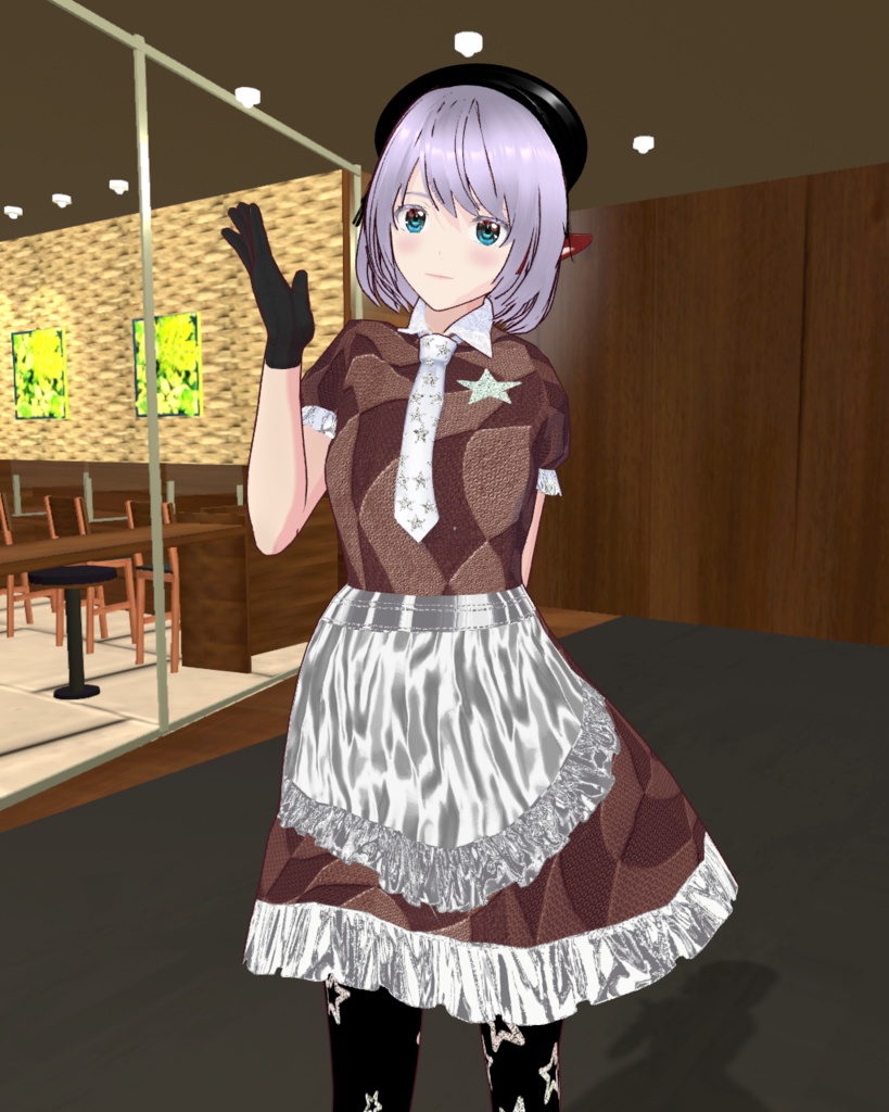魅惑のバレンタインチョコシリーズ1(シルバー)メイド服星柄タイツシューズ付き