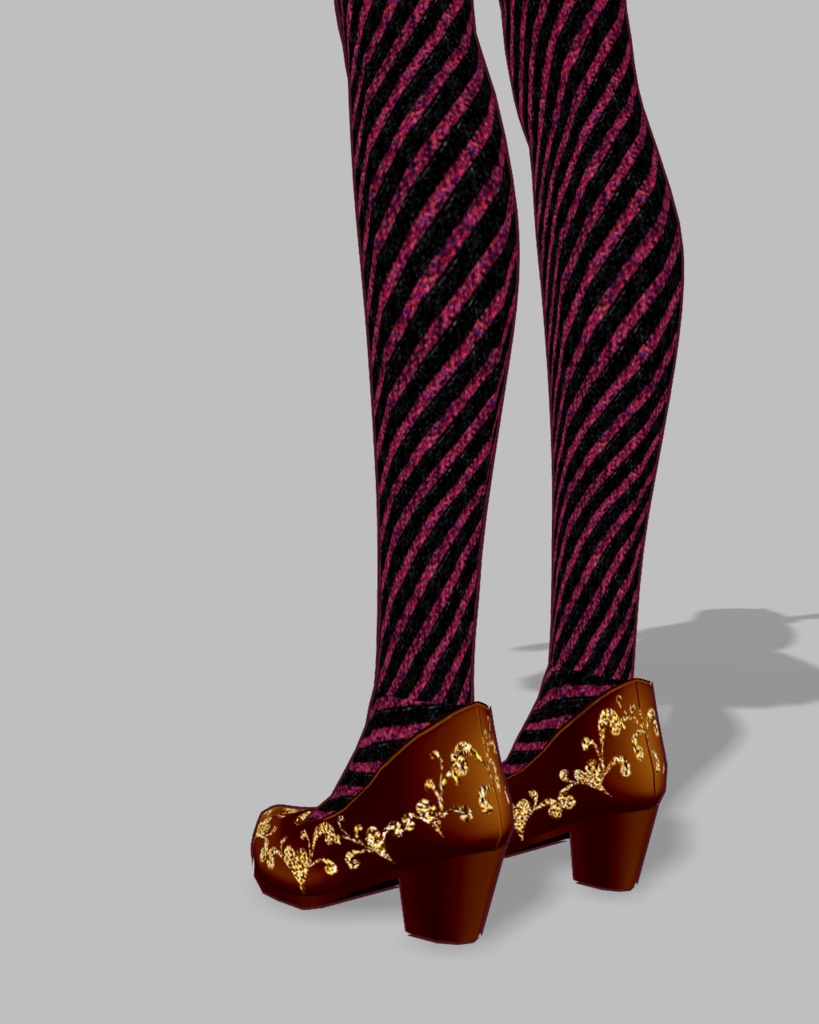 魅惑のバレンタインチョコシリーズ3(ゴールド)ストライプニーハイソックスチョコパンプス付き