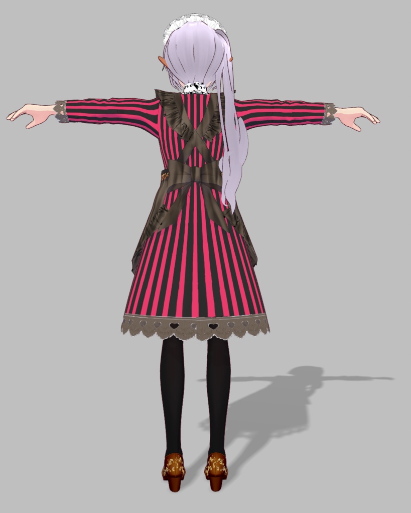 バレンタインメイド衣装1(ピンクストライプ)チョコパンプス付き