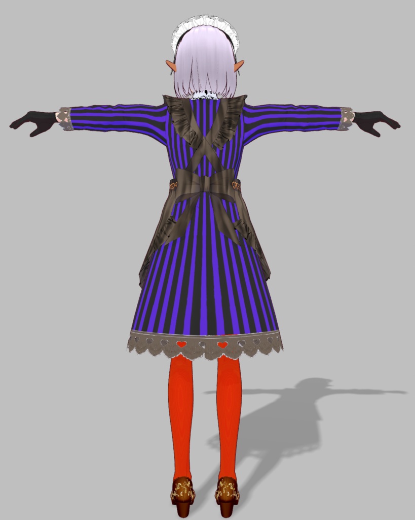 バレンタインメイド衣装2(ブルーストライプ)チョコパンプス付き