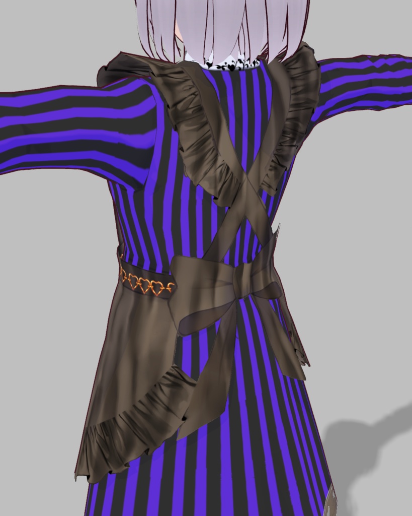 バレンタインメイド衣装2(ブルーストライプ)チョコパンプス付き