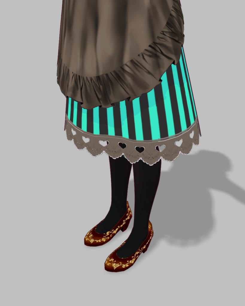 バレンタインメイド衣装3(ミントストライプ)チョコパンプス付き