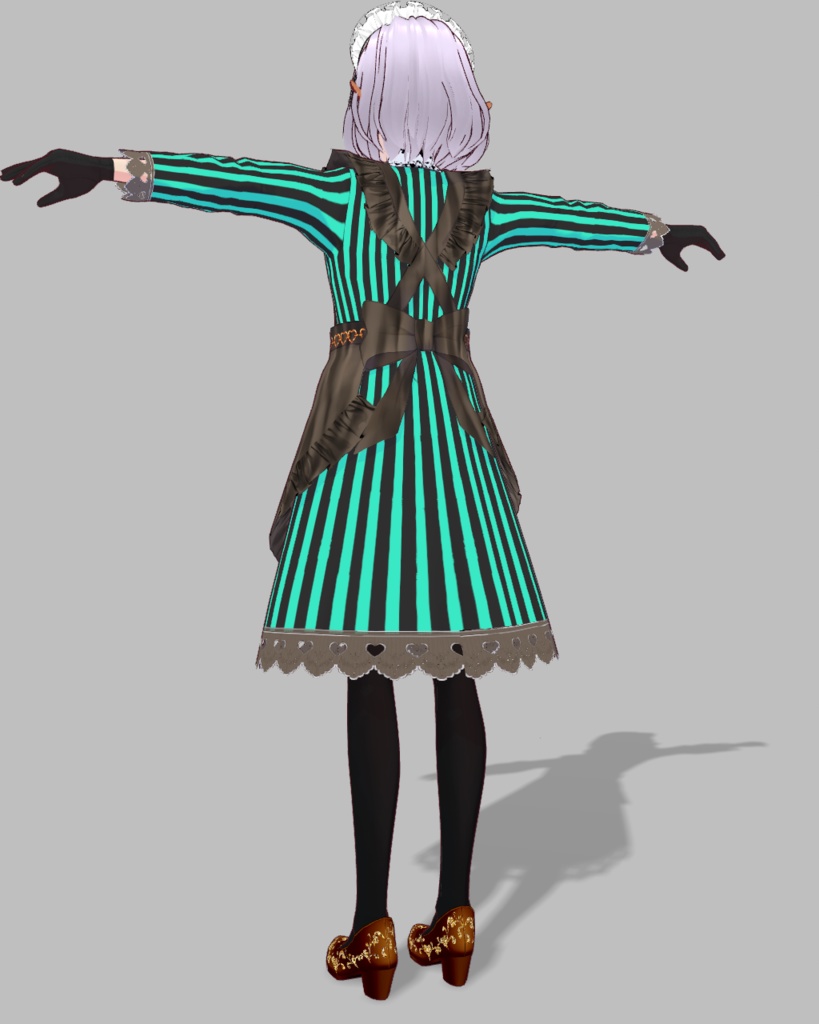 バレンタインメイド衣装3(ミントストライプ)チョコパンプス付き