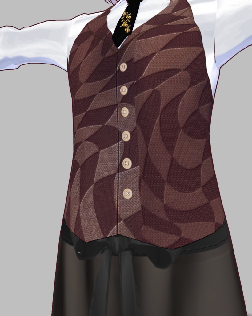 バレンタインバーテンダー衣装1(チョコ色)、ズボン、ネクタイ、パンプス付き